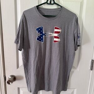 Under Armour Gray Tee with American Flag Logo